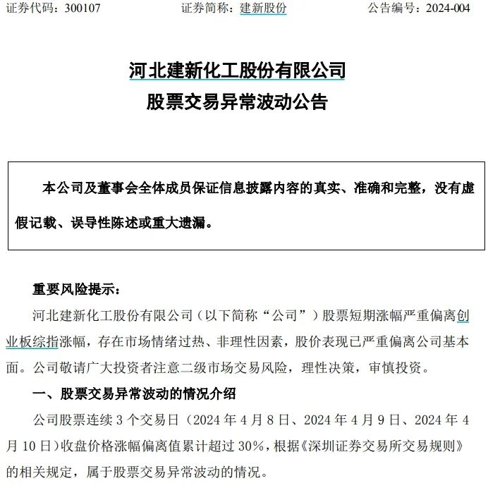 建新股份公告截图