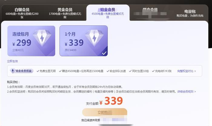 某AI应用会员费高达339元每月。截图