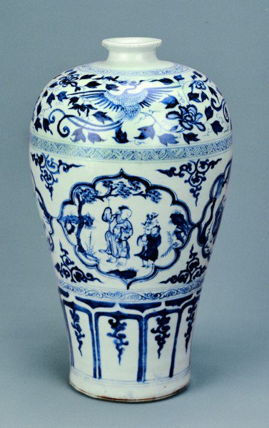 武汉博物馆藏“元青花四爱图梅瓶” 资料图片