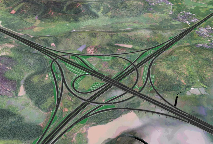 洞心枢纽互通设计效果图。来源：广西交通投资集团