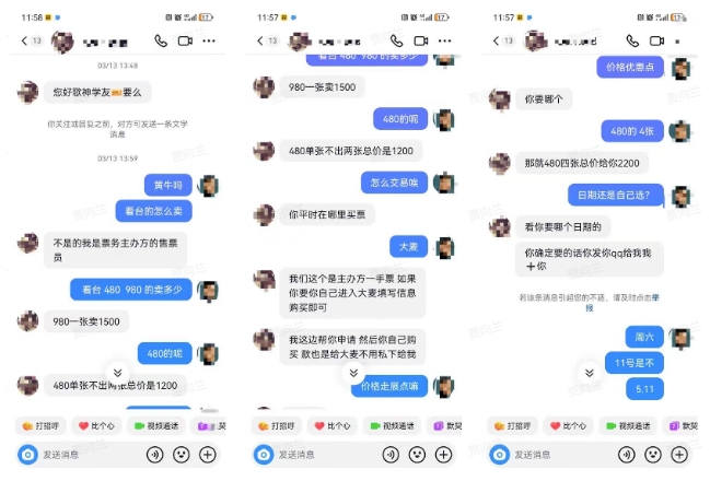 （用户提供的聊天记录，实际上对方并非售票网站人员，通过语音引导用户登录的也是仿冒网站）