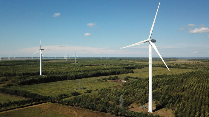 这是大庆一风电项目的风场（无人机照片）。新华社记者 王建威 摄