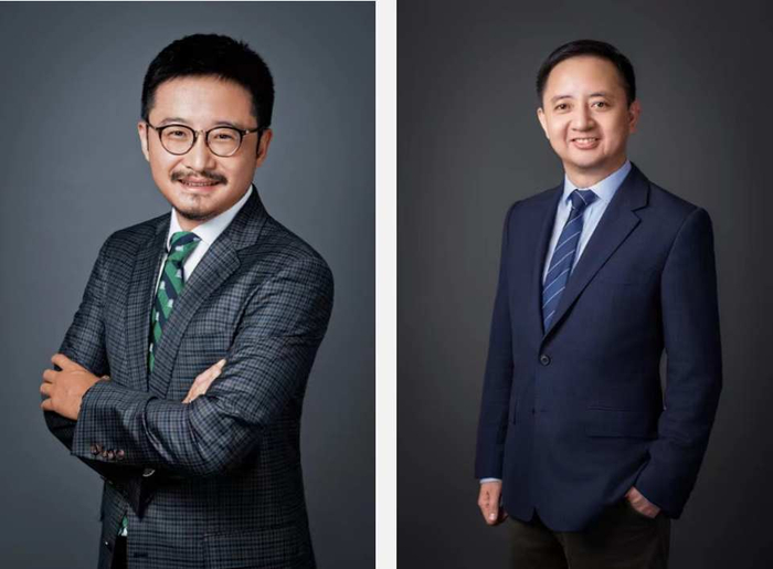 （左：时代天使董事会主席冯岱先生  右：时代天使执行董事、首席执行官、首席技术官胡杰章先生）