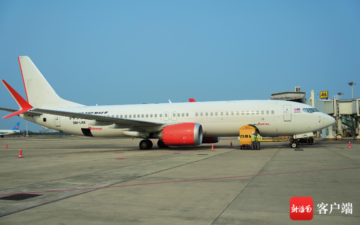 海口往返马来西亚新山航线执飞航班。海口美兰国际机场供图