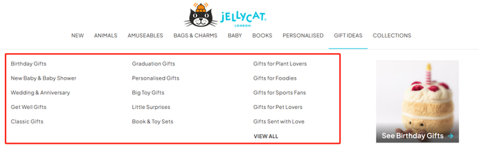 jELLYCAT官网礼品服务界面|图源：jELLYCAT官网截图