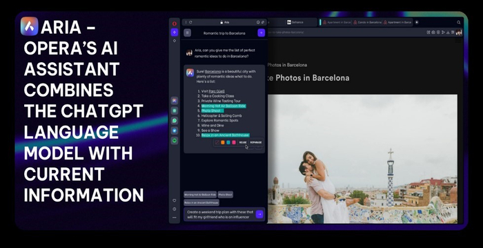 Opera原生AI助手“Aria”展示