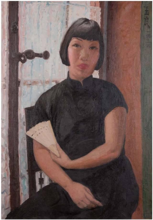 《执扇自画像》 潘玉良 1939 年 91×64cm 布面油画 安徽博物院藏