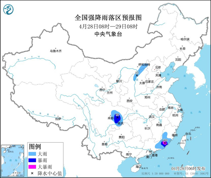 图1 全国强降雨落区预报图