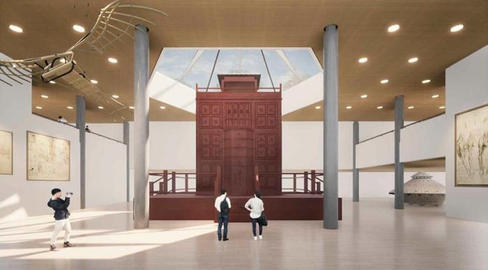 清华大学科学博物馆建筑设计场景中的水运仪象台示意图