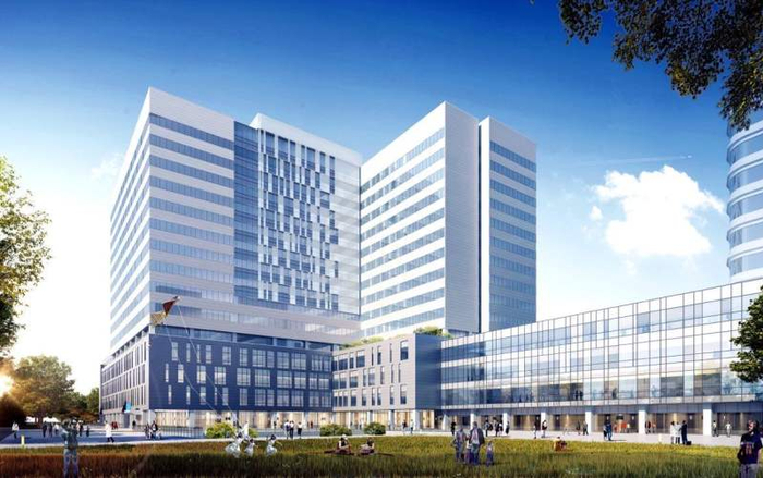 积水潭医院回龙观院区二期扩建工程设计图中连接两座主体建筑的长廊（效果图）。受访者供图