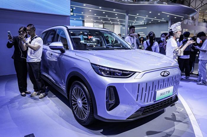   在北京中国国际展览中心顺义馆举行的2024北京车展上，奇瑞汽车展出的新车型风云T9。（受访者供图）