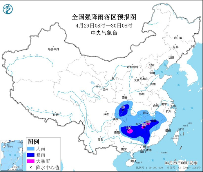 图1 全国强降雨落区预报图