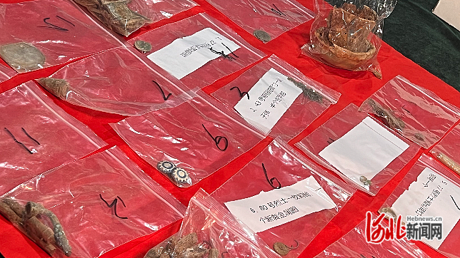 图为雪村战斗烈士墓迁移时发掘的遗物。纵览新闻记者 李见/摄