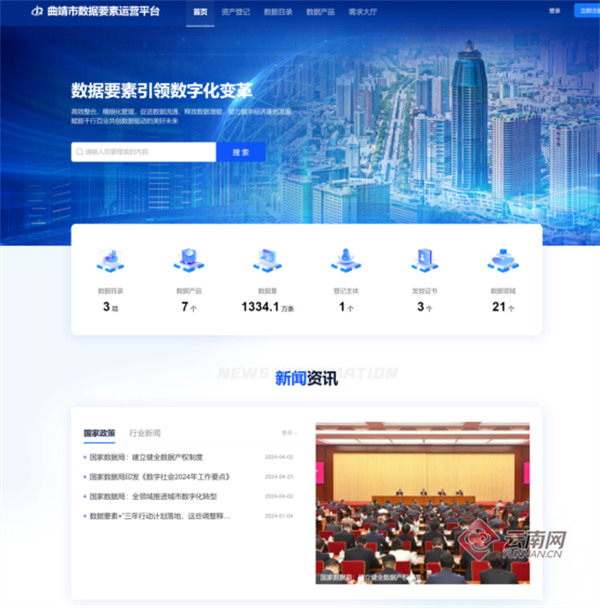曲靖市数据要素运营平台门户首页