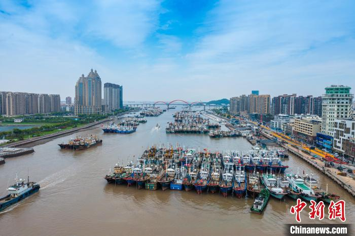 浙江舟山沈家门渔港渔船靠泊场景。　诸葛晓明摄