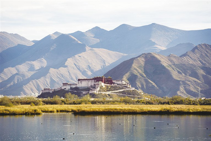 拉鲁湿地看布达拉宫。记者　阿旺尼玛　摄