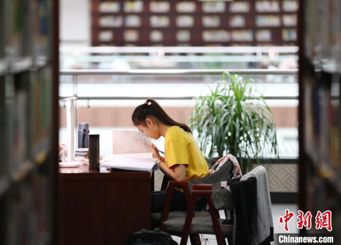 读者在宁夏图书馆自习。中新网记者 于晶 摄