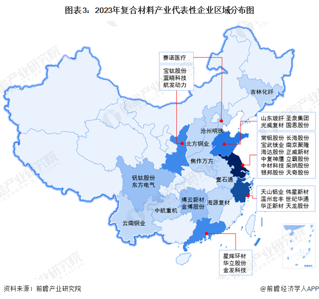 复合材料产业园区分布图：全国范围内复合材料产业园较少