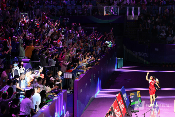 成都2024汤尤杯现场，观赛氛围十足 图片来源：每经记者 张建 摄