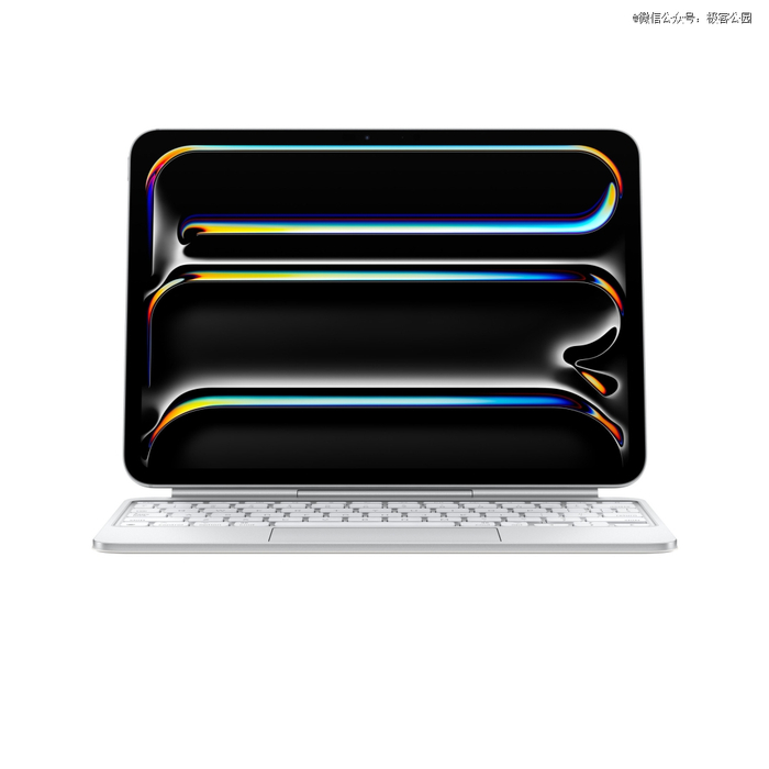 新的妙控键盘改用了金属铝材质，更轻且更耐用|图片来源：Apple