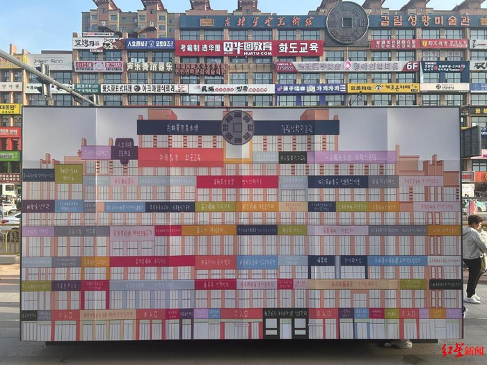 ▲双语广告牌组成的网红墙