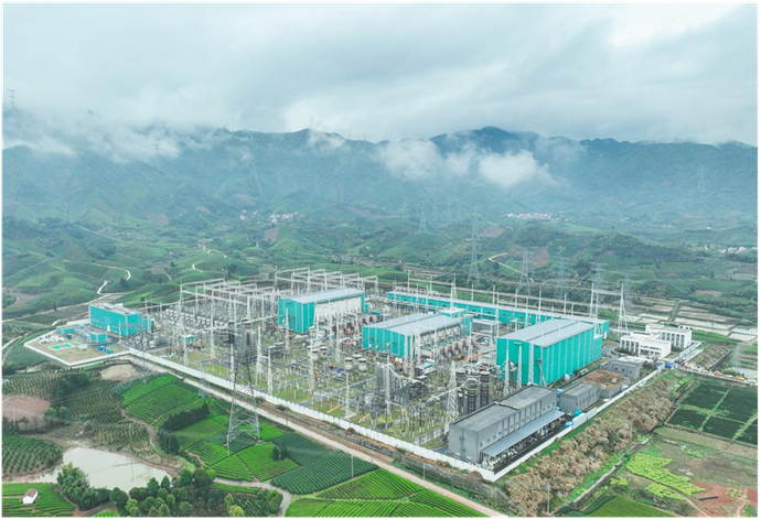 图为宾金直流工程受端站——金华换流站航拍图（吴米佳摄）