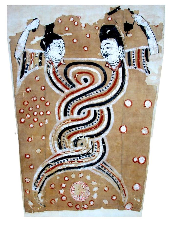   伏羲女娲像绢画（吐鲁番博物馆供图）