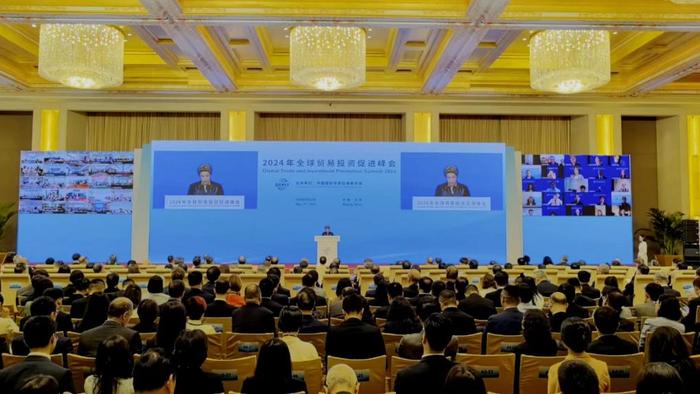 在2024年全球贸易投资促进峰会开幕式上，新开发银行行长罗塞夫发表致辞。新华社记者潘洁 摄