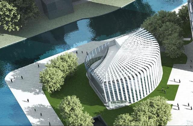 东航资产推进绿色建筑相关技术在新建项目应用，图为上海龙华4号地块零碳楼项目效果图。