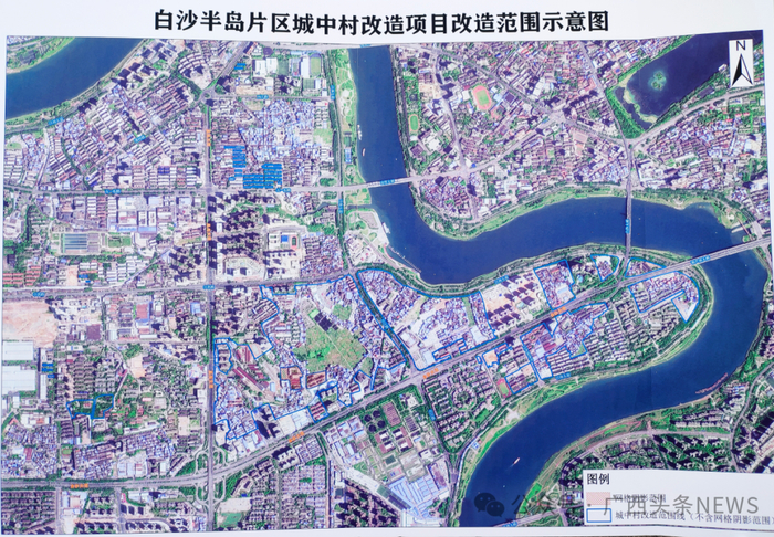 白沙半岛片区城中村改造项目范围示意图。图源广西头条NEWS