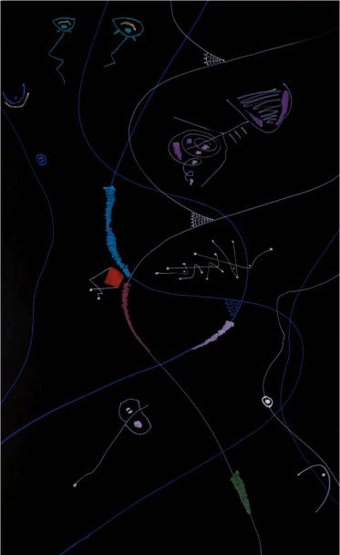 黑宣纸上用丙烯作画 吉狄马加 作