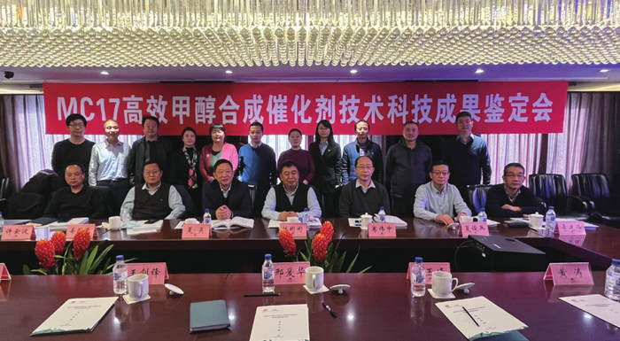 徐晓颖（后右四）在MC17高效甲醇合成催化剂技术科技成果鉴定会上