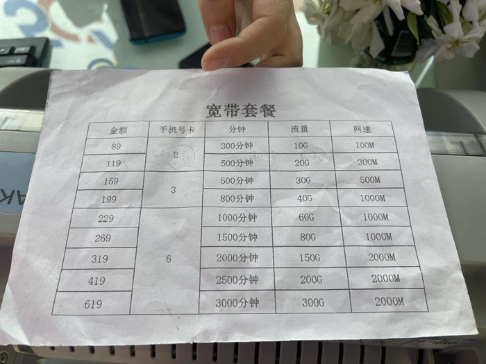 电信营业厅展示的宽带套餐