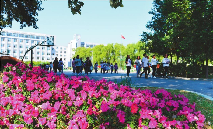         学校篮球场一角。