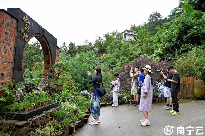 在民宿观景台，美丽的风光吸引网络名人们拍照打卡。记者 陈艳华 摄