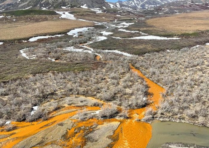 ▲阿拉斯加北部布鲁克斯山脉的橙色溪流