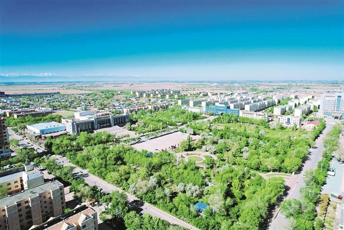     航拍新湖农场小城镇风光（资料图片）。张静  提供