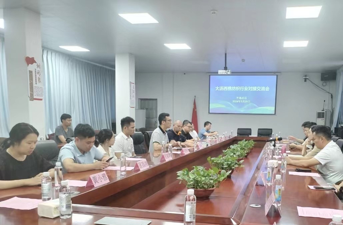 （西樵镇副镇长江富樟发言。南海纺协供图）