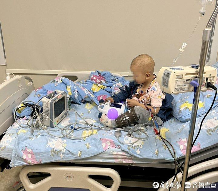 （抗癌宝宝小十一正在医院接受干细胞采集）