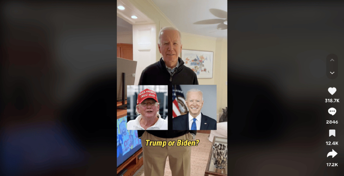 美国总统拜登的竞选团队在TikTok发布的首个视频截图