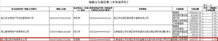 丽江市税务局2024年一季度欠税公告截图