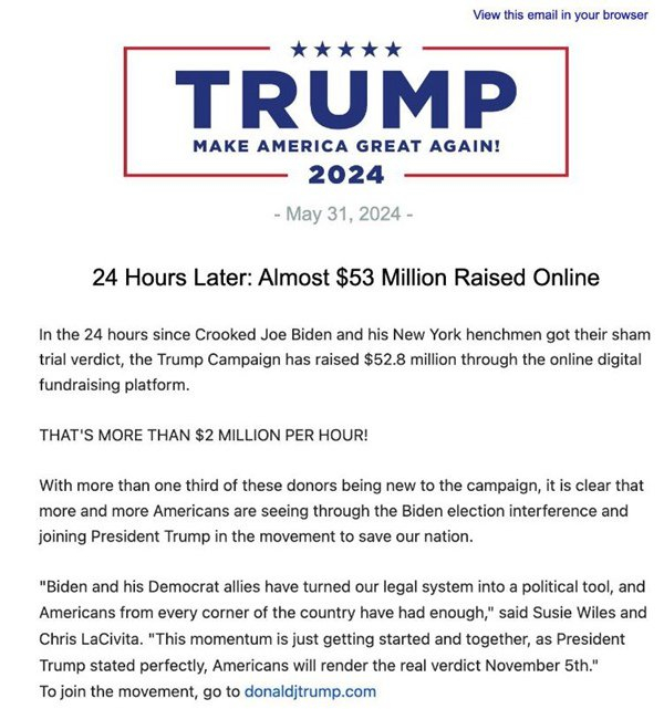 特朗普竞选团队公告。图片来源：X