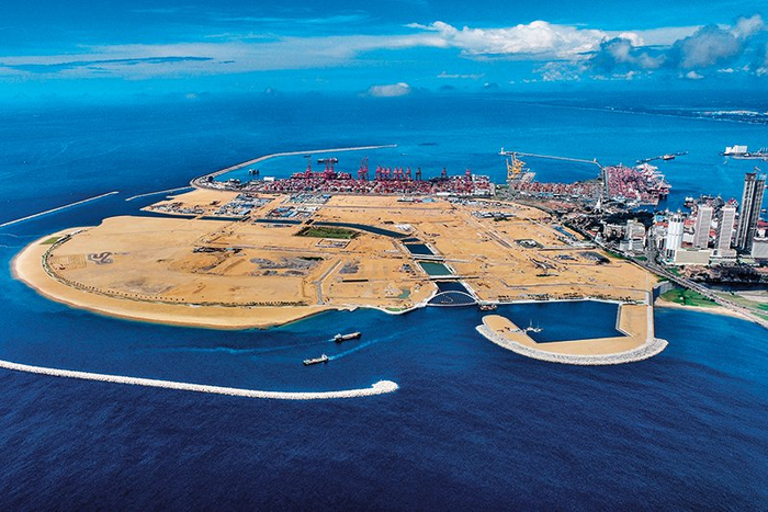 斯里兰卡科伦坡港口城全景（2021 年 12 月 2 日摄）科伦坡港口城项目公司供图