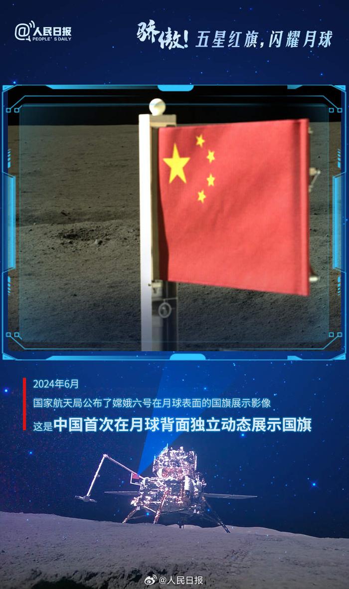 五星红旗闪耀月球：四次同框瞬间 月球 五星红旗 嫦娥三号 嫦娥 月亮之上 月球背面 国旗 影像 表面 国家航天局 sina.cn 第3张