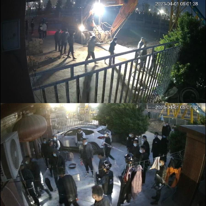 2023年4月1日6时许，多人来到张三报家实施违法强拆。