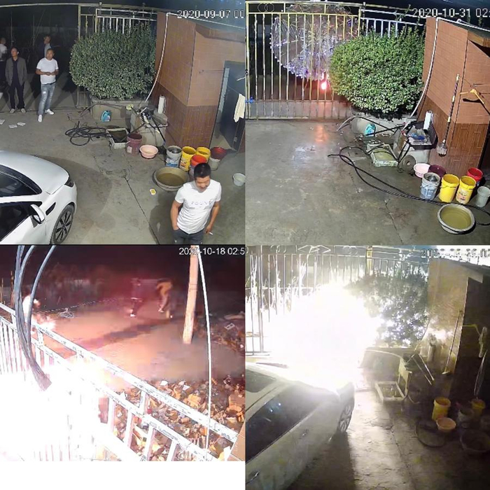 2020年9、10月份，不明身份人员多次对张三报家进行滋扰，手段包括放炮、向院内扔砖头、锁院门、送花圈等。