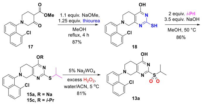 Scheme 4. Synthesis of Surfone 13a feom Ketoester 17