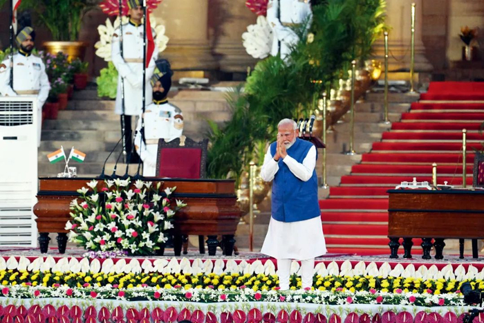 2024年6月9日,印度总理莫迪在宣誓就职仪式上。