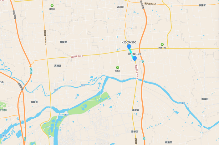 312国道施工路段位置示意图