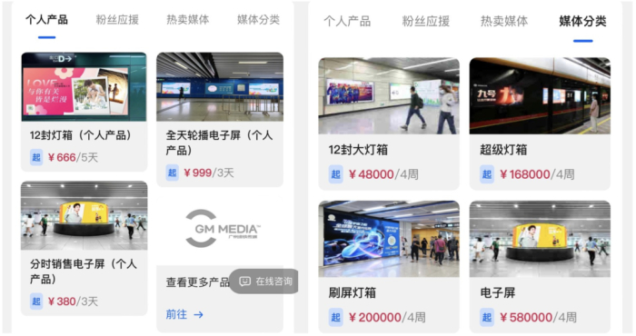 图 / 个人投放和商业投放价格对比鲜明